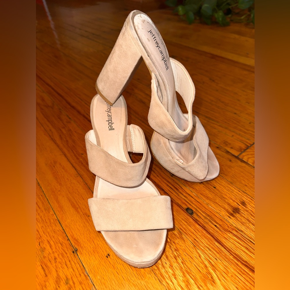 Jeffrey Campbell ADRIANA TAN NUDE Block Heel Sandals SIZE 8